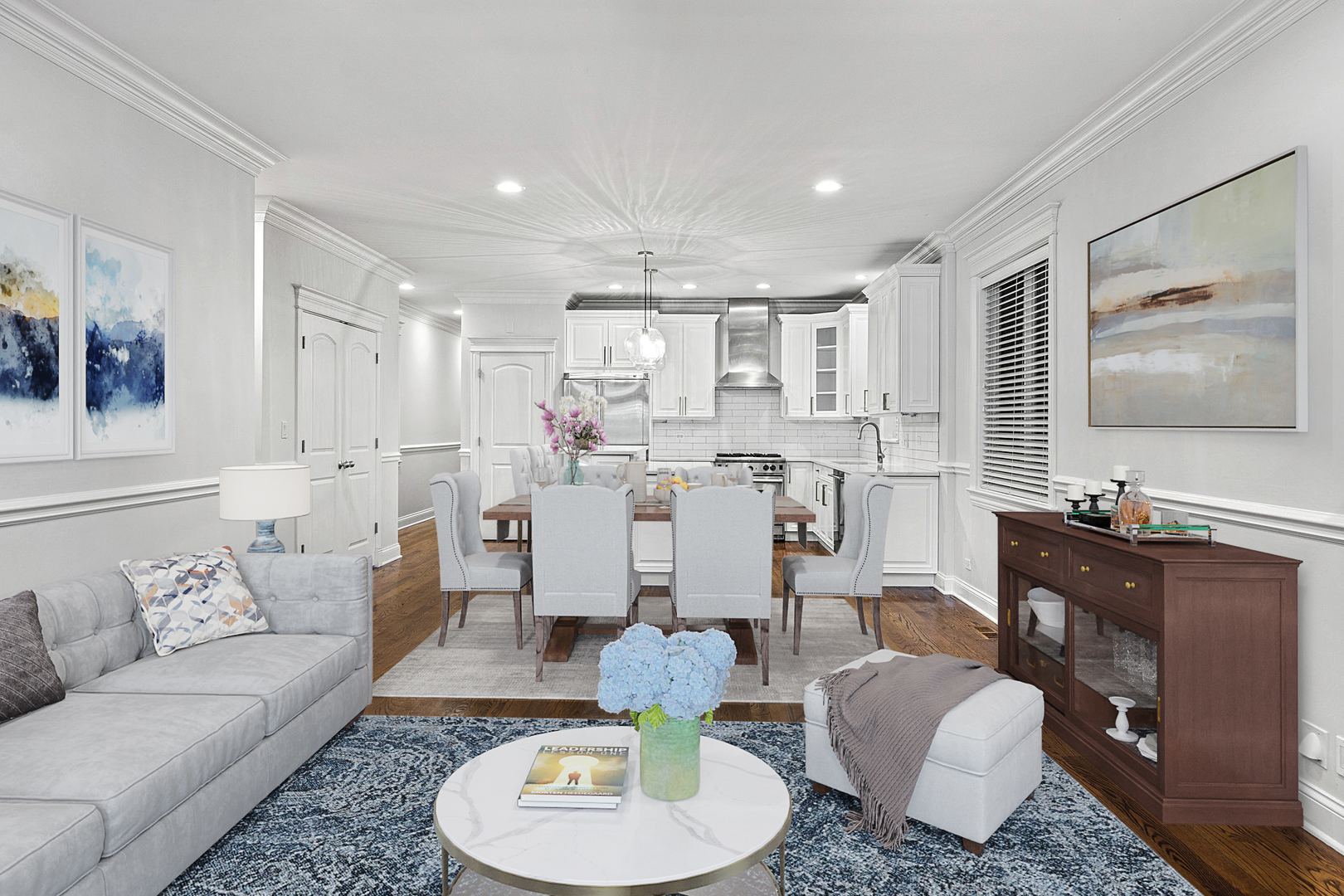 1049 West Monroe Street, Unit 1 Chicago, IL 60607 - Photo 4 of 22 a living room with furniture kitchen view and a large window