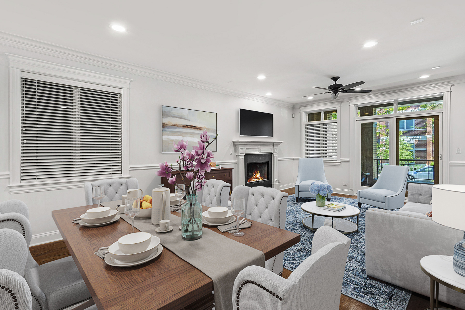 1049 West Monroe Street, Unit 1 Chicago, IL 60607 - Photo 5 of 22 a living room with furniture fireplace and a large window