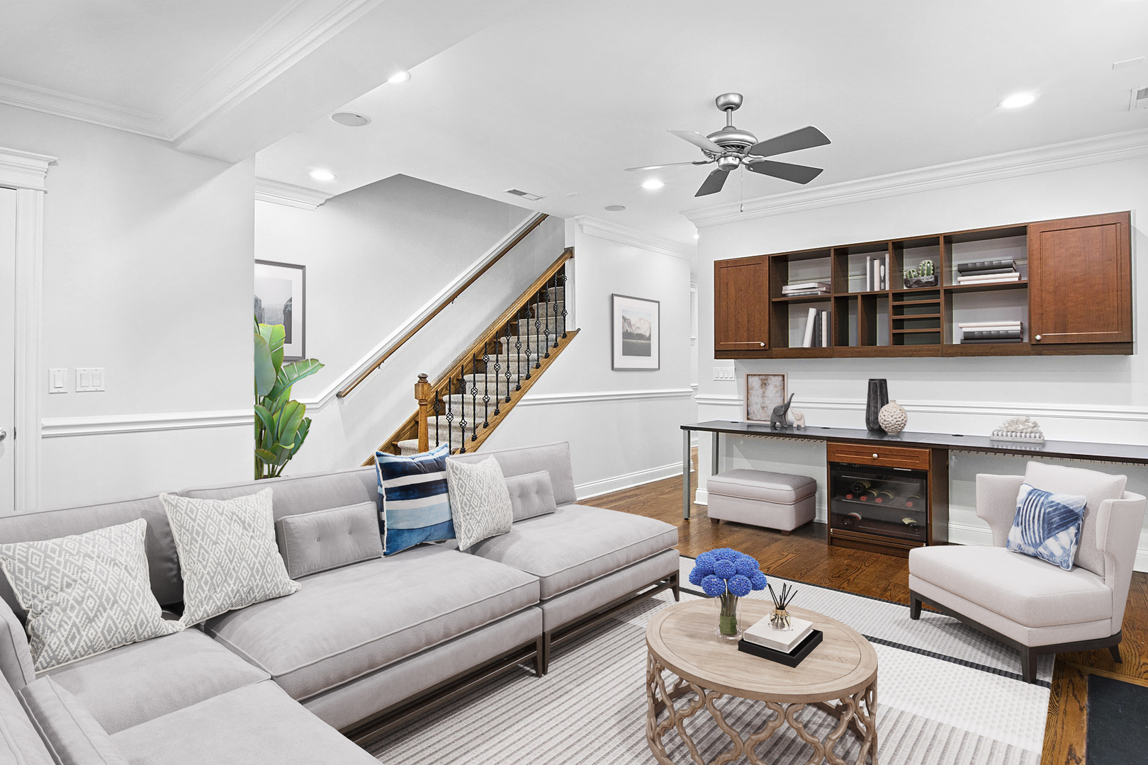 1049 West Monroe Street, Unit 1 Chicago, IL 60607 - Photo 10 of 22 a living room with furniture kitchen view and a fireplace