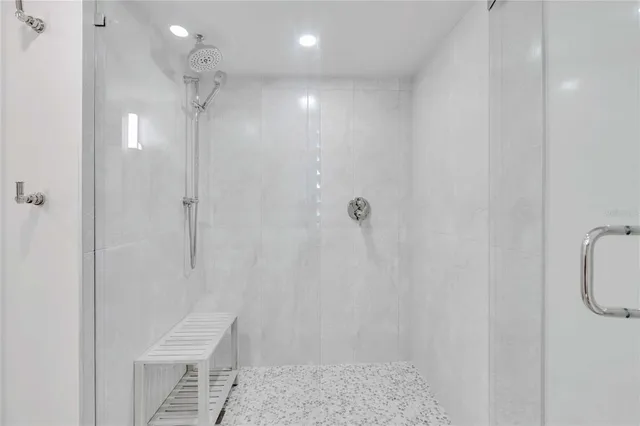 a bathroom with a shower