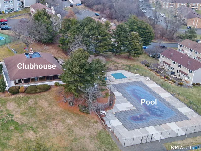 a view of a park with trees