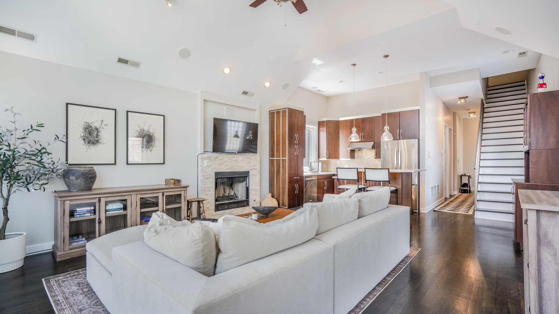2133 West Rice Street, Unit 3 Chicago, IL 60622 - Photo 11 of 24 a living room with furniture and a fireplace