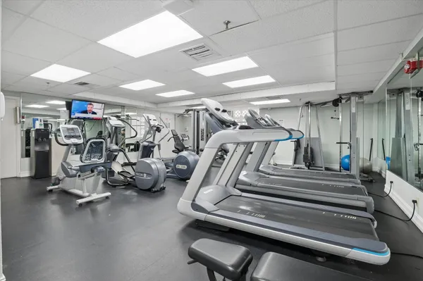 a view of a room with gym equipment