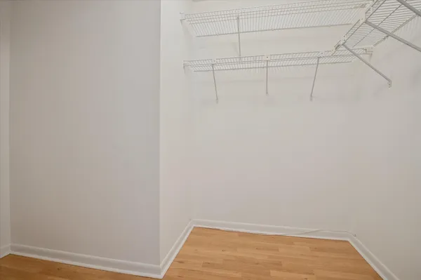 a view of a room with racks on the wall