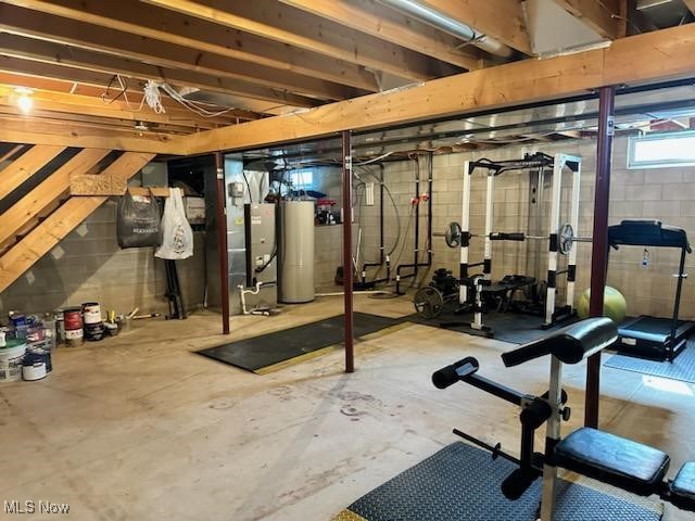 2761 Omega Road Greenwich, OH 44837 - Photo 46 of 50 Exercise room with gas water heater and concrete floors