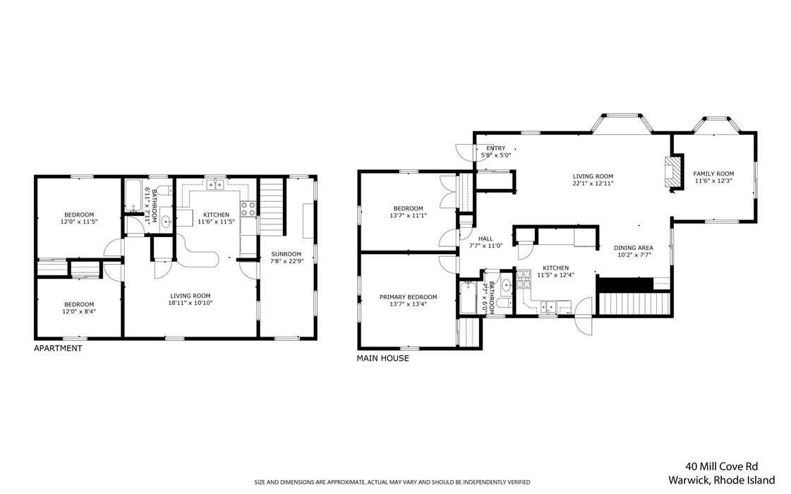 40 Mill Cove Road Warwick, RI 02889 - Photo 28 of 28 Floor Plans of Main House & Apartment