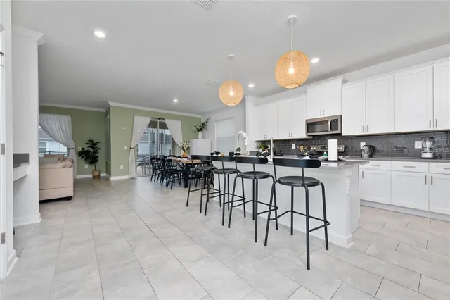 a view of a dining area with furniture