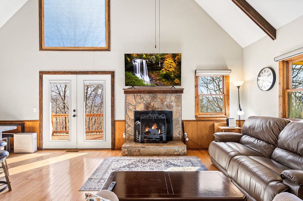 224 Shake Rag Road Hiawassee, GA 30546 - Photo 35 of 47 a living room with furniture and a fireplace