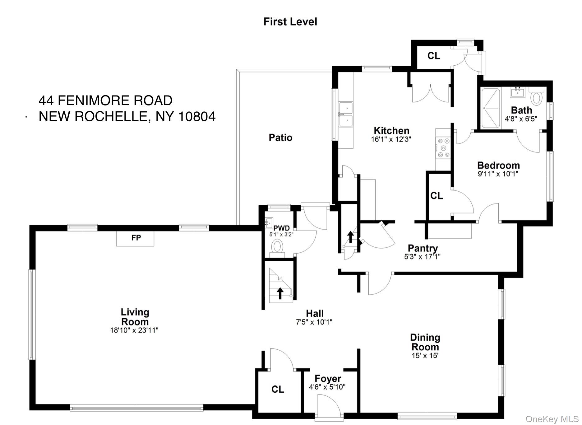 44 Fenimore Road New Rochelle, NY 10804 - Photo 43 of 46 FIRST FLOOR LAYOUT WITH PANTRY AND FLEX SPACE