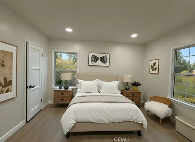 an empty room with windows