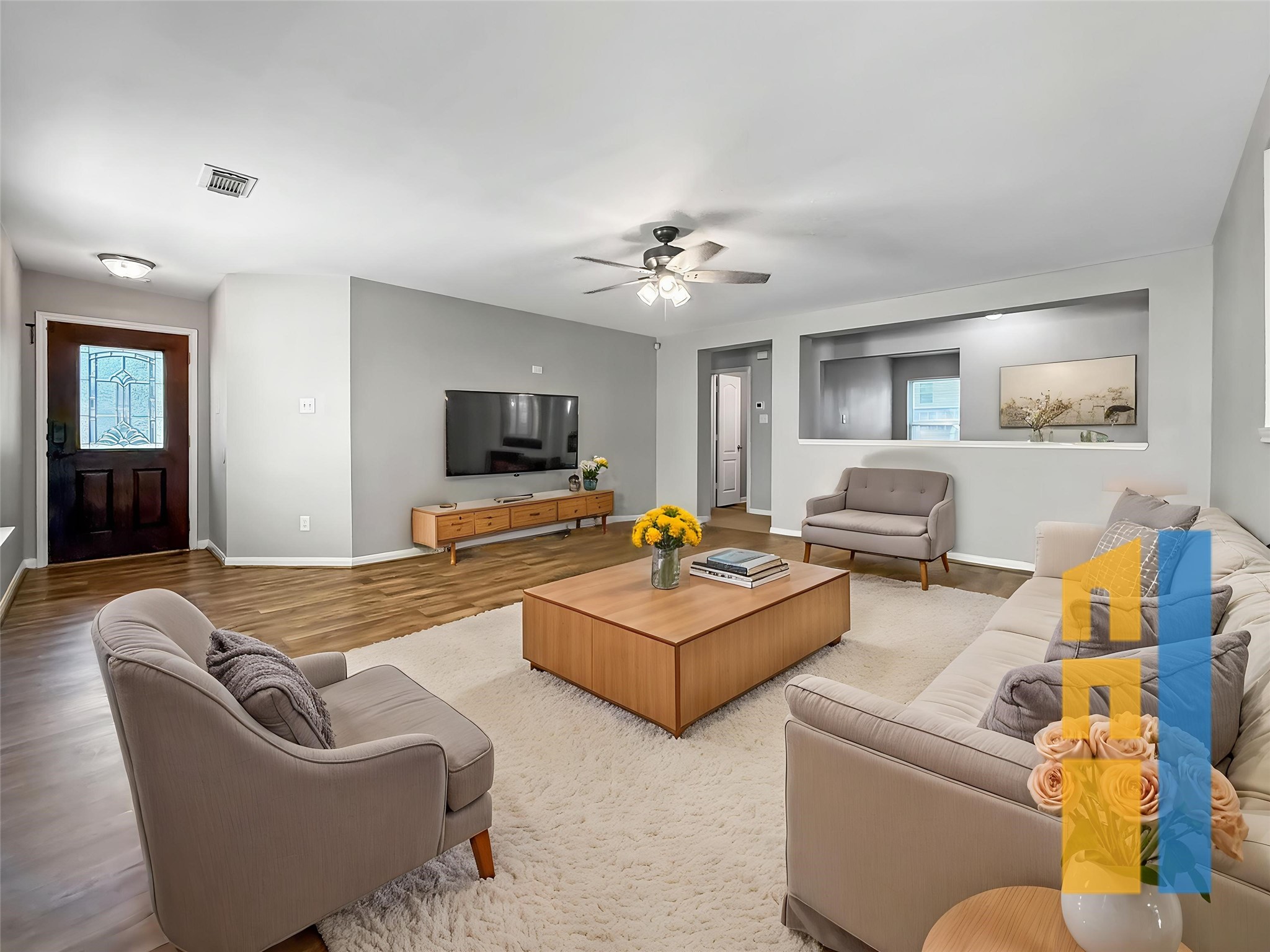 29566 North Legends Bend Drive Spring, TX 77386 - Photo 1 of 21 This virtually staged living room invites relaxation with its spacious layout, modern furnishings, and warm, welcoming ambiance.