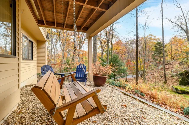 a view of an outdoor space with seating area