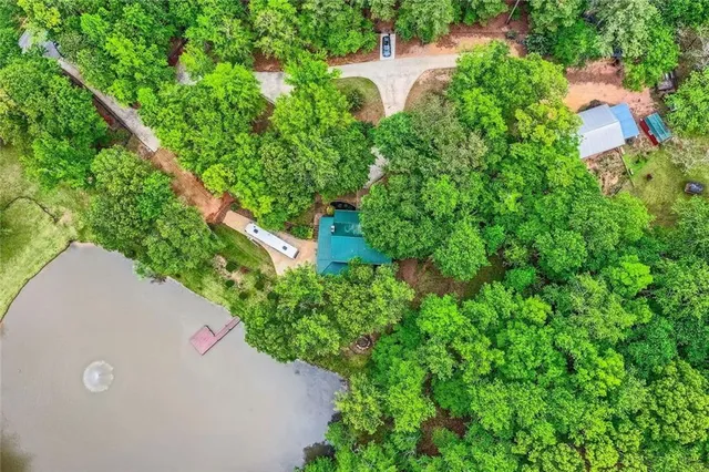 a view of a garden with an outdoor space