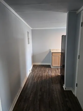 a view of walk in closet with wooden floor and cabinet