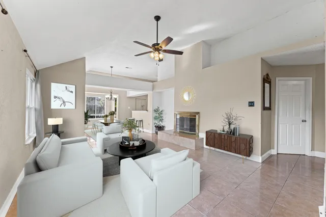 a living room with furniture