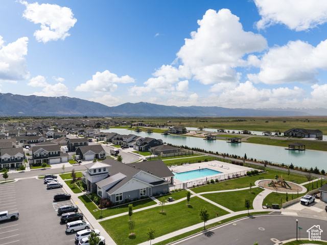 3456 South Linden Way Syracuse, UT 84075 - Photo 42 of 50 Aerial view of residential area with a water and mountain view and a pool