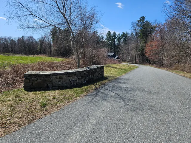 a view of a yard with large trees