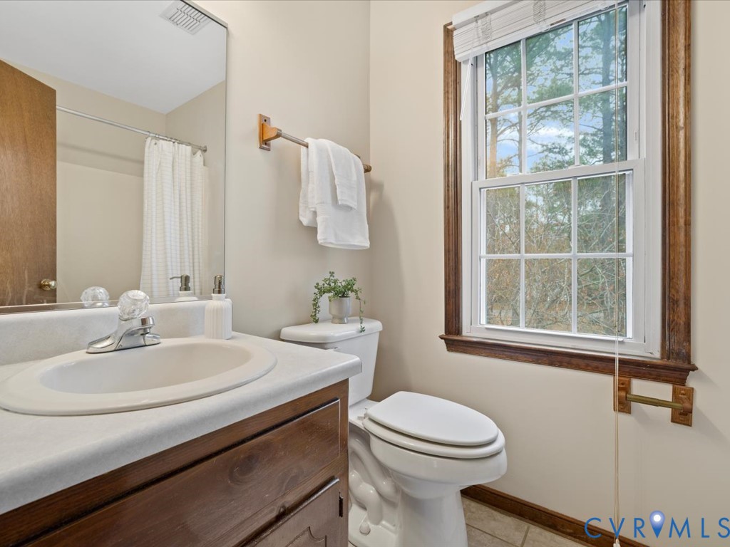 1145 Timber Trace Road Powhatan, VA 23139 - Photo 27 of 32 a bathroom with a sink a toilet and a mirror