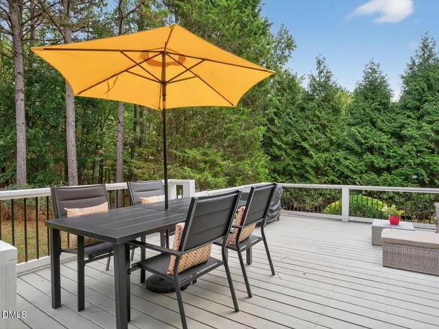 an outdoor view with patio