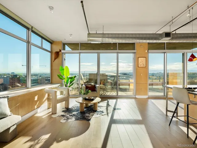 a living room with a large window