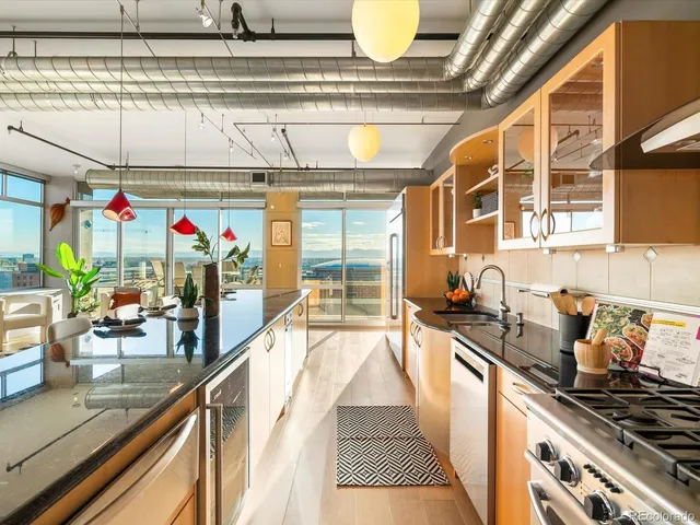 a kitchen with lots of counter top space