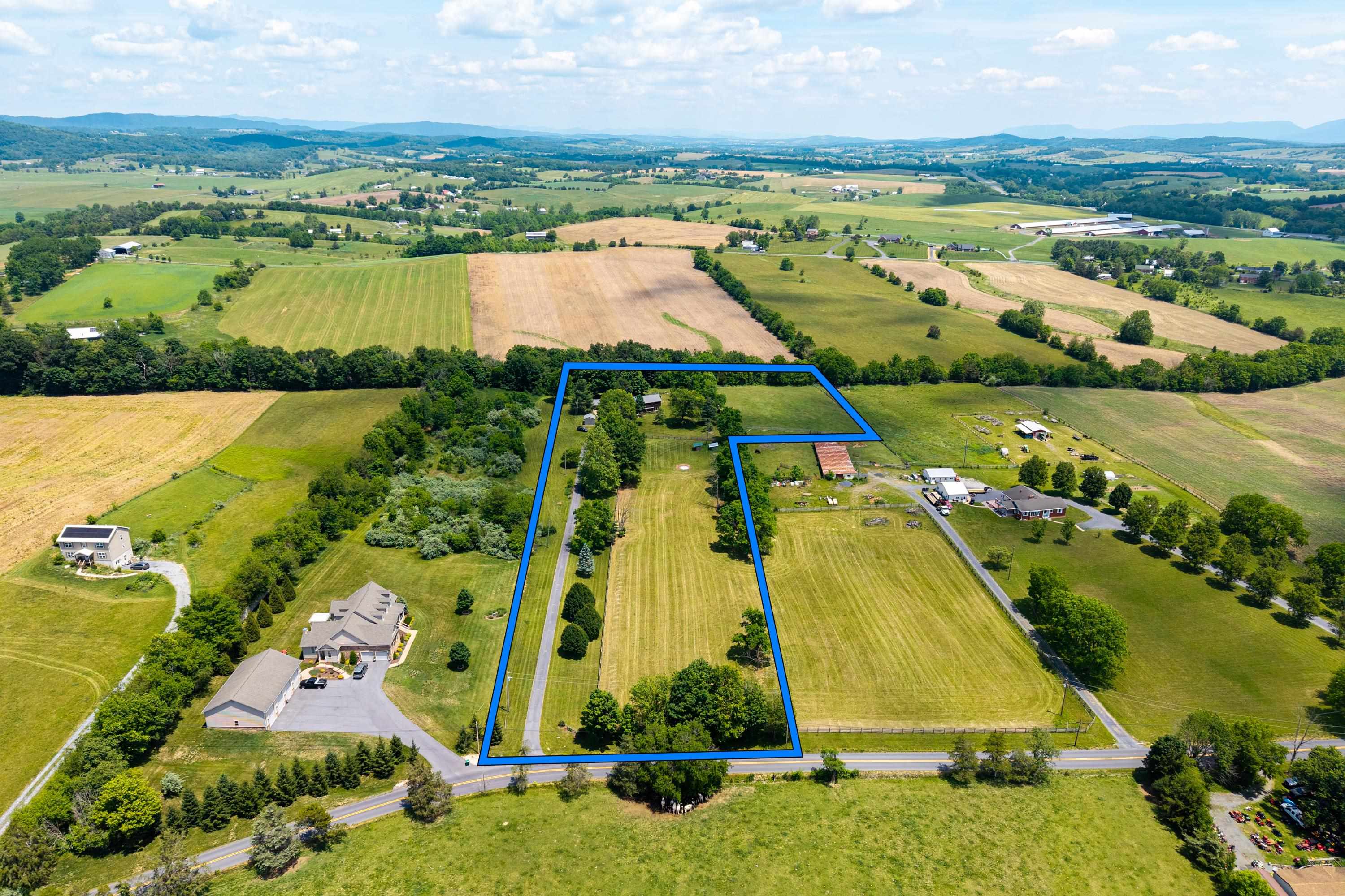 3980 Greenmount Road Harrisonburg, VA 22802 - Photo 68 of 75 The aerial photos highlights the spacious, level lot, lovely views surrounding the home, and private location.