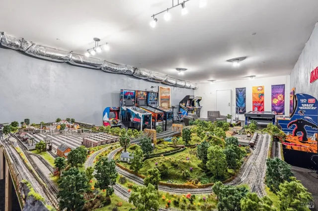 a view of a room with toys