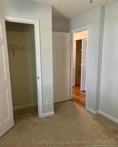 an empty room with closet