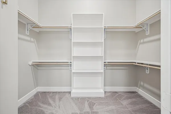 a view of an empty walk in closet