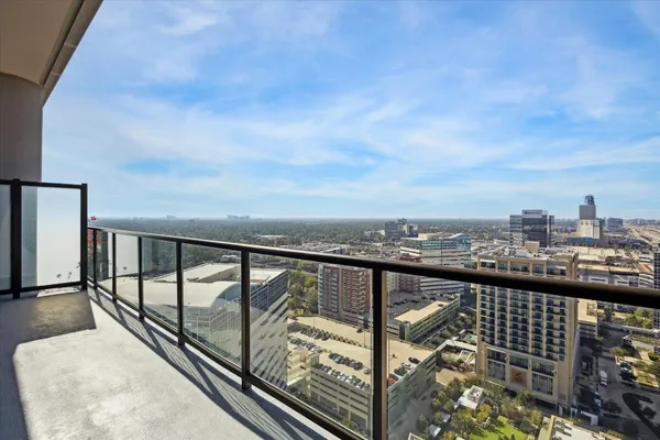 a view of city from a balcony