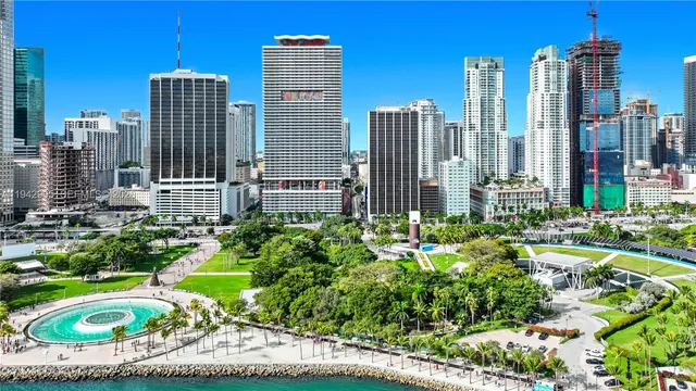 a view of a city with tall buildings