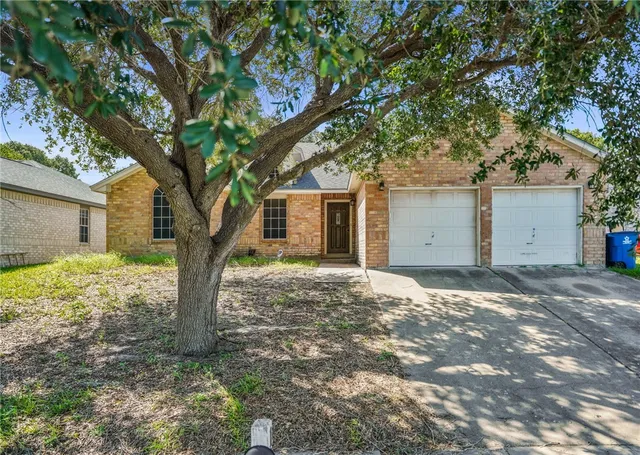 a tree in front of a white house