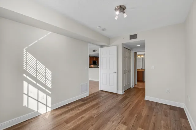 a view of a room with racks on the wall