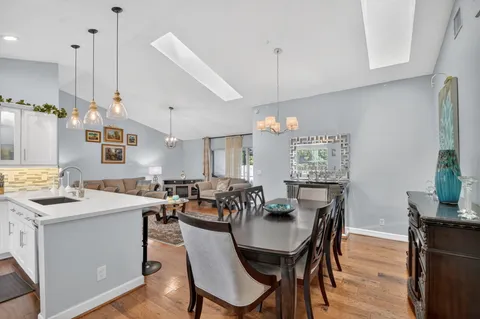a view of a dining room and livingroom
