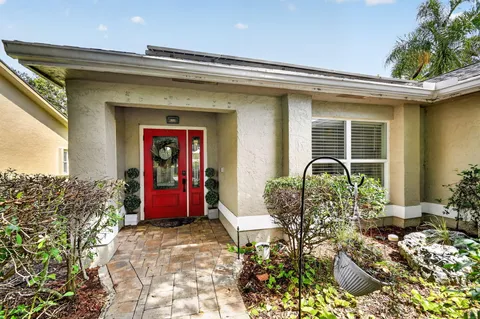 a front view of a house with patio