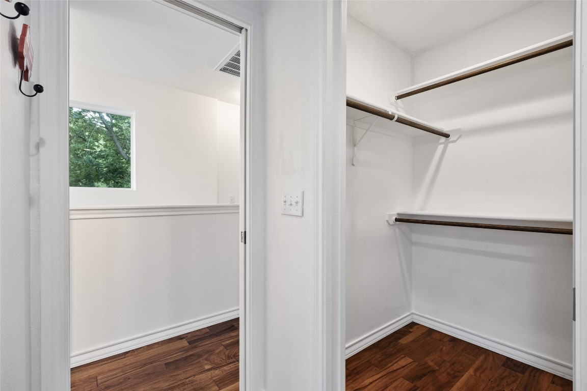 3407 Banton Road, Unit A Austin, TX 78722 - Photo 16 of 39 Walk in closet featuring dark wood-style floors