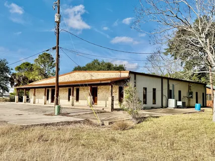 a front view of a building with street