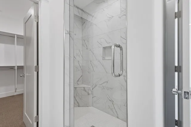 a view of an empty walk in closet