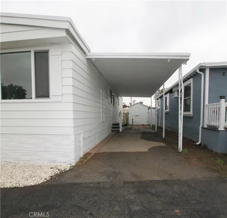 a view of a house with white door