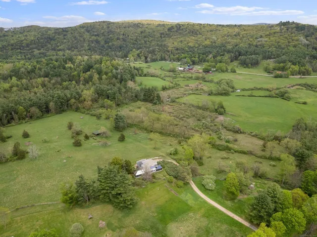 a view of a green field with lots of trees