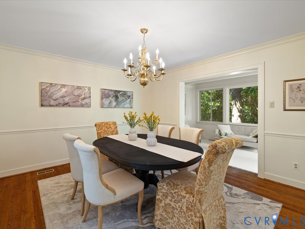 6161 River Road, Unit 36 Richmond, VA 23226 - Photo 10 of 32 Dining room with chandelier, chair rail