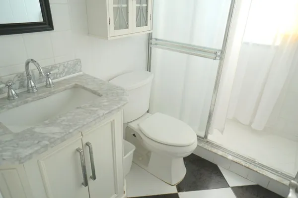 a bathroom with a sink and a toilet