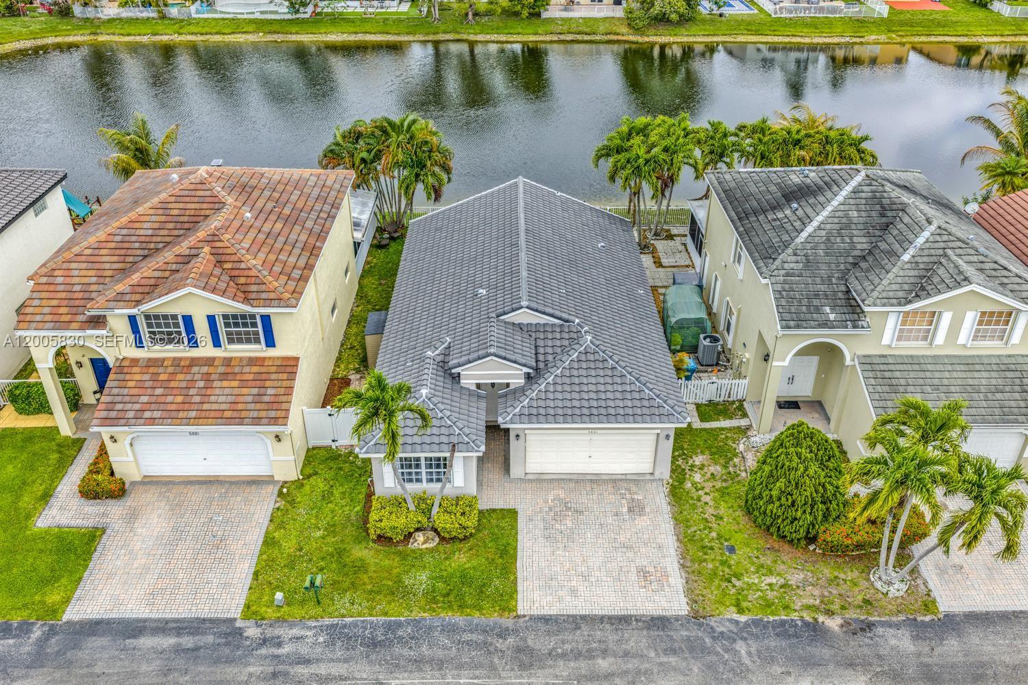 5861 South Sable Circle Margate, FL 33063 - Photo 34 of 56 an aerial view of a house with lake view and a garden