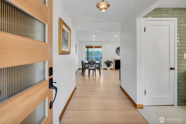 a view of a living room and dining room