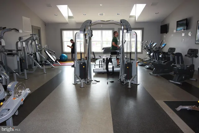 a view of a room with gym equipment