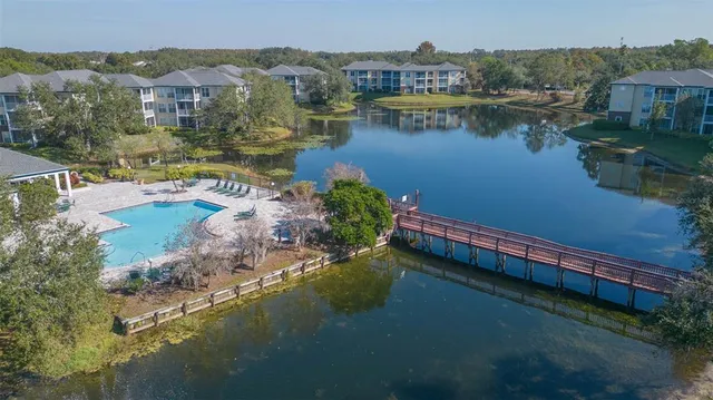 a view of a lake with houses
