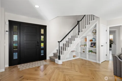 a view of an entryway with staircase