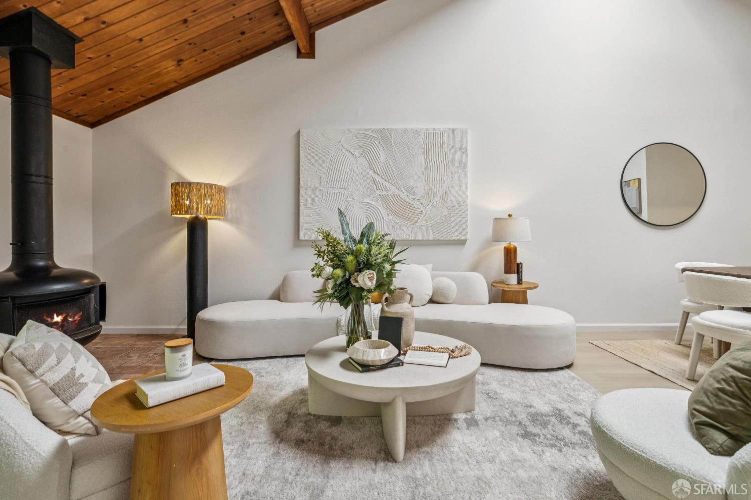 229 Cypress Point Drive Mountain View, CA 94043 - Photo 2 of 32 a living room with furniture a lamp and a potted plant