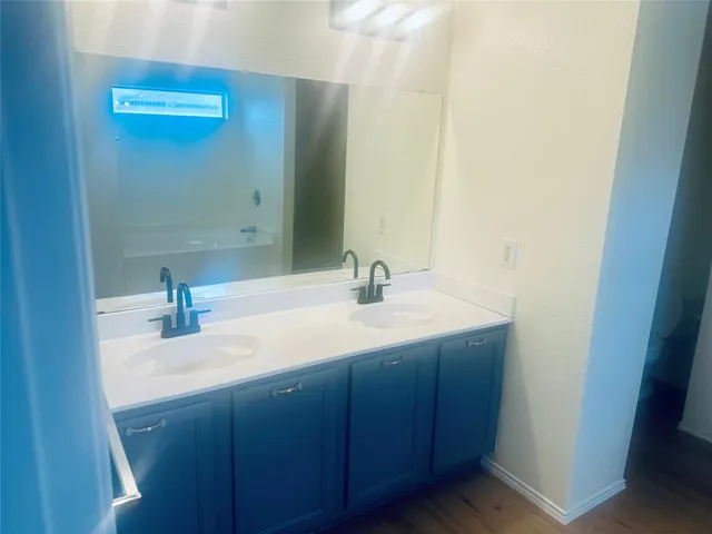 a bathroom with a bathtub