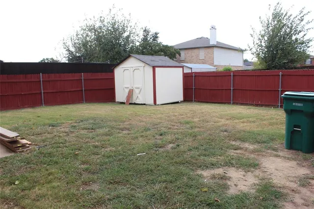 a big yard with large tree